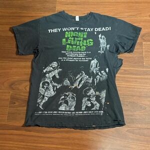 Y2K 2013 Night of The Living Dead Distressed Black Shirt Size Mens Medium